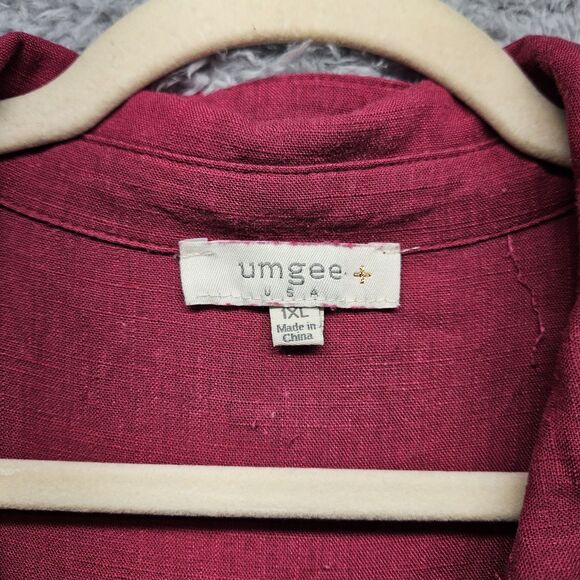 Umgee Pink Fushia Dress Collared Womens Size XL Linen Cotton Casual Knee Length - Picture 6 of 8